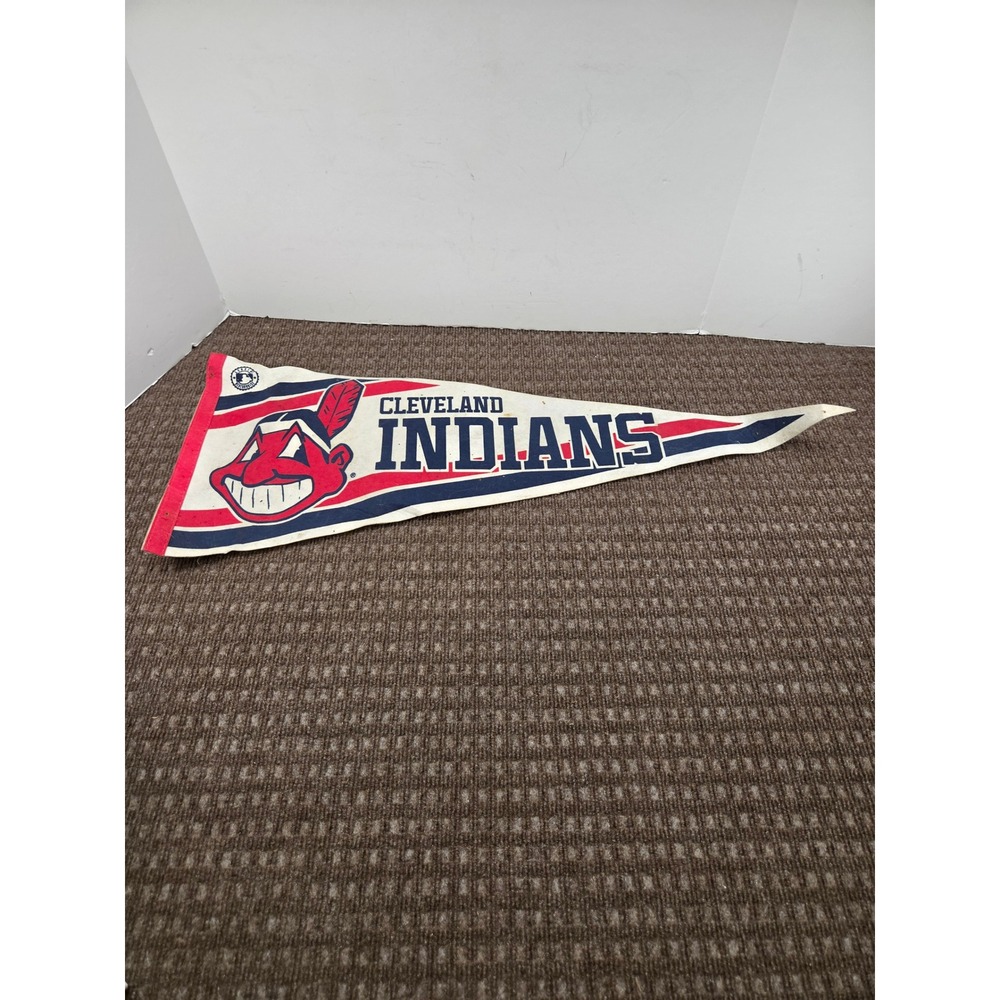 Vintage Cleveland Indians Pennant Chief Wahoo Logo MLB Baseball 30.5 x 12 Inch